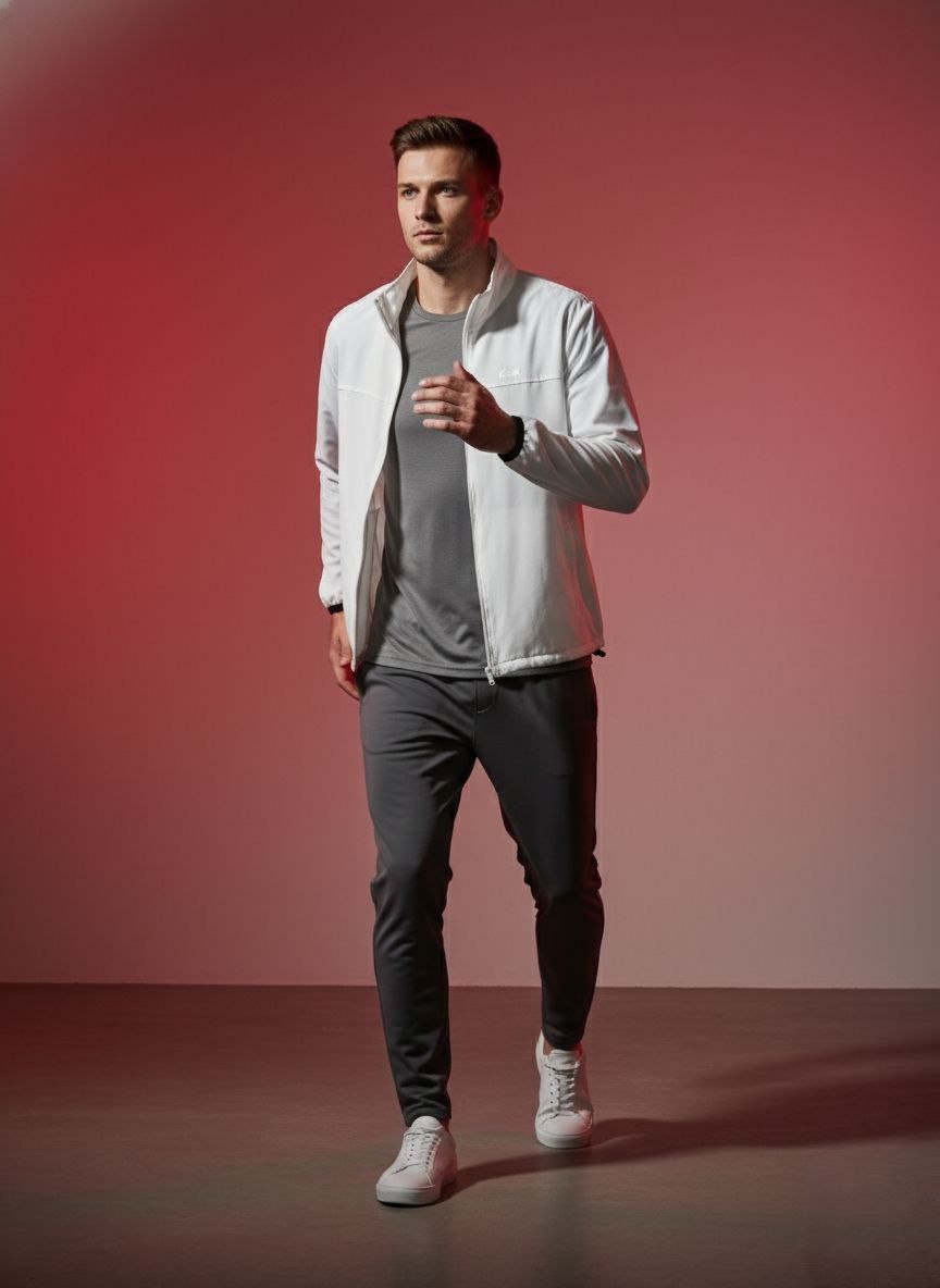 Erigo White Activewear Jacket for Men – Lightweight Performance Sports Jacket