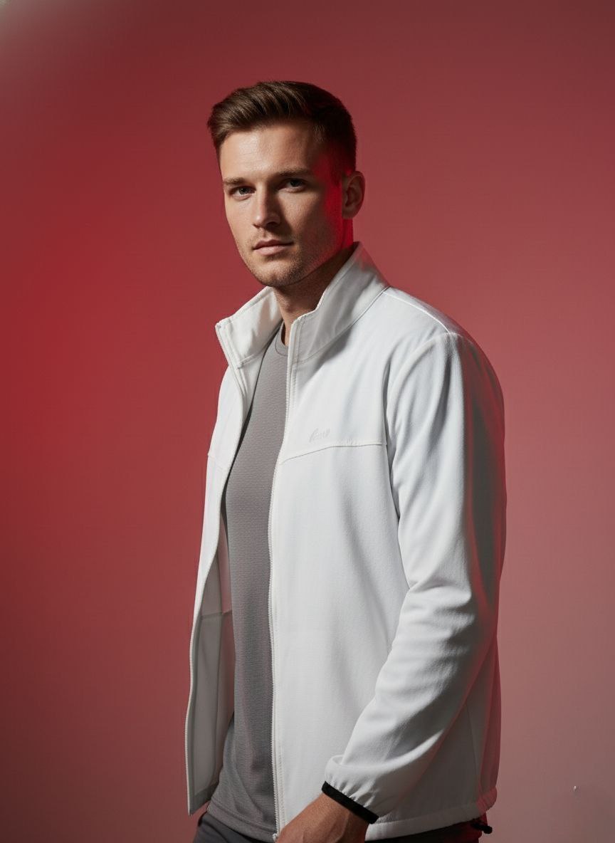 Erigo White Activewear Jacket for Men – Lightweight Performance Sports Jacket